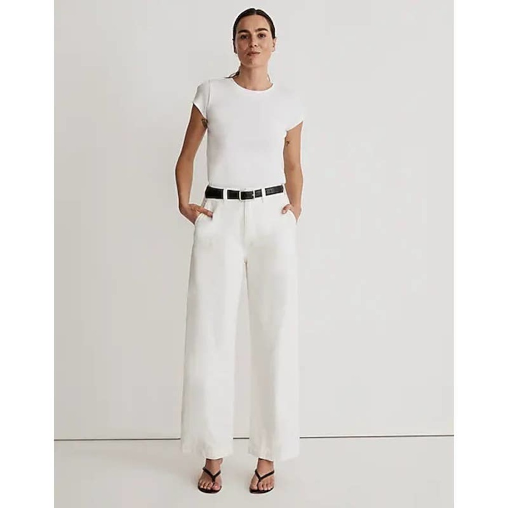 Madewell The Harlow White Wide Leg Jean Women's NWT Size 30 High Rise Cotton
